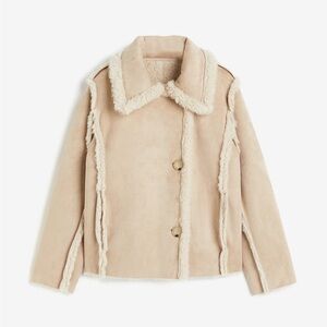 NEW H&M Oversize Reversible Faux Suede and Fleece Jacket Size S